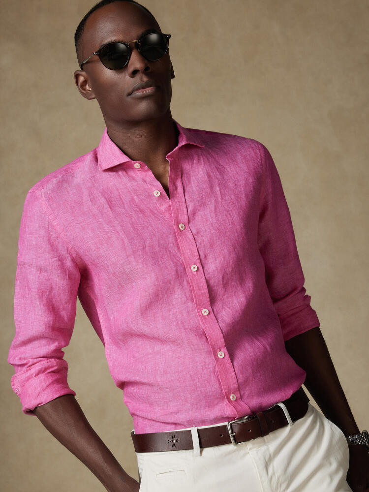 Camisa ajustada Olaf de lino en fucsia
