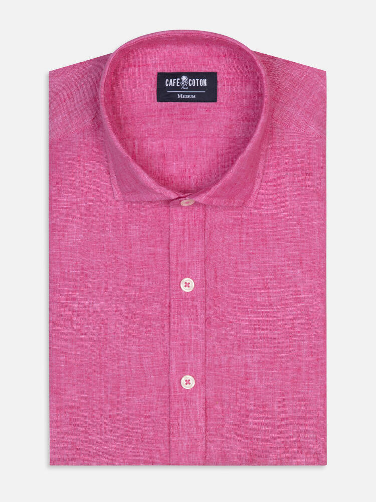 Camisa ajustada Olaf de lino en fucsia