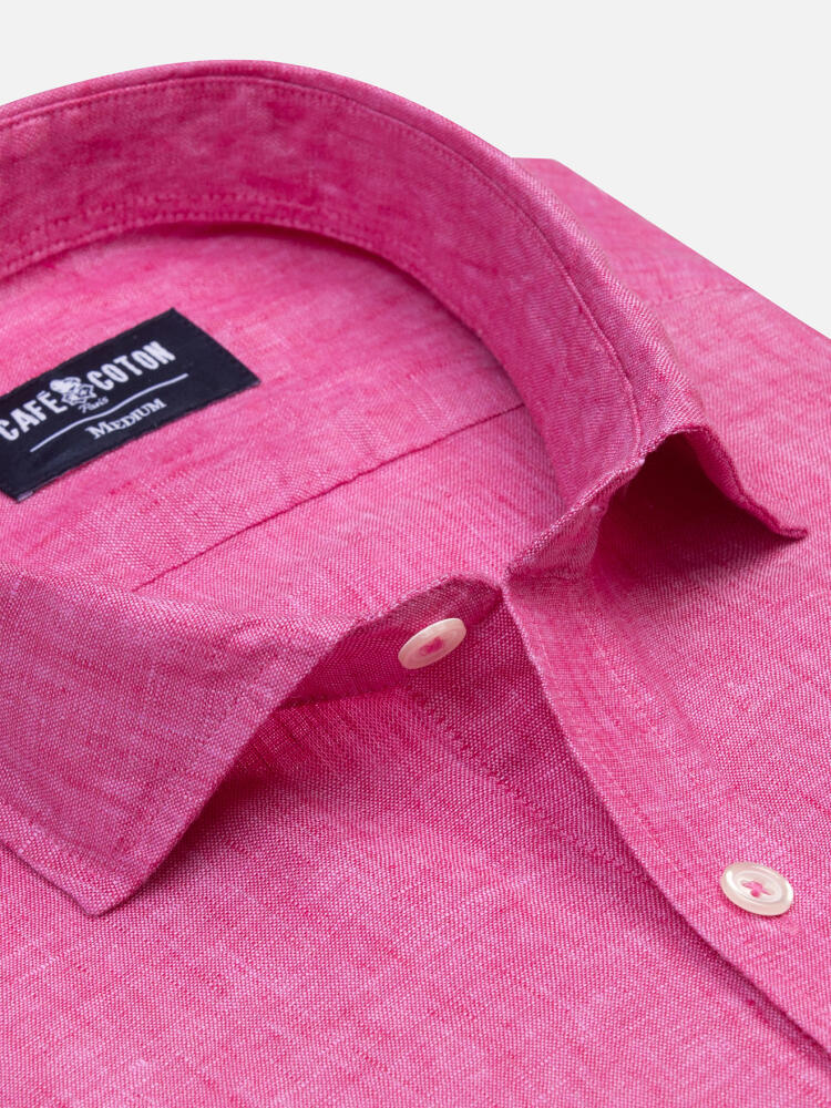 Camisa ajustada Olaf de lino en fucsia