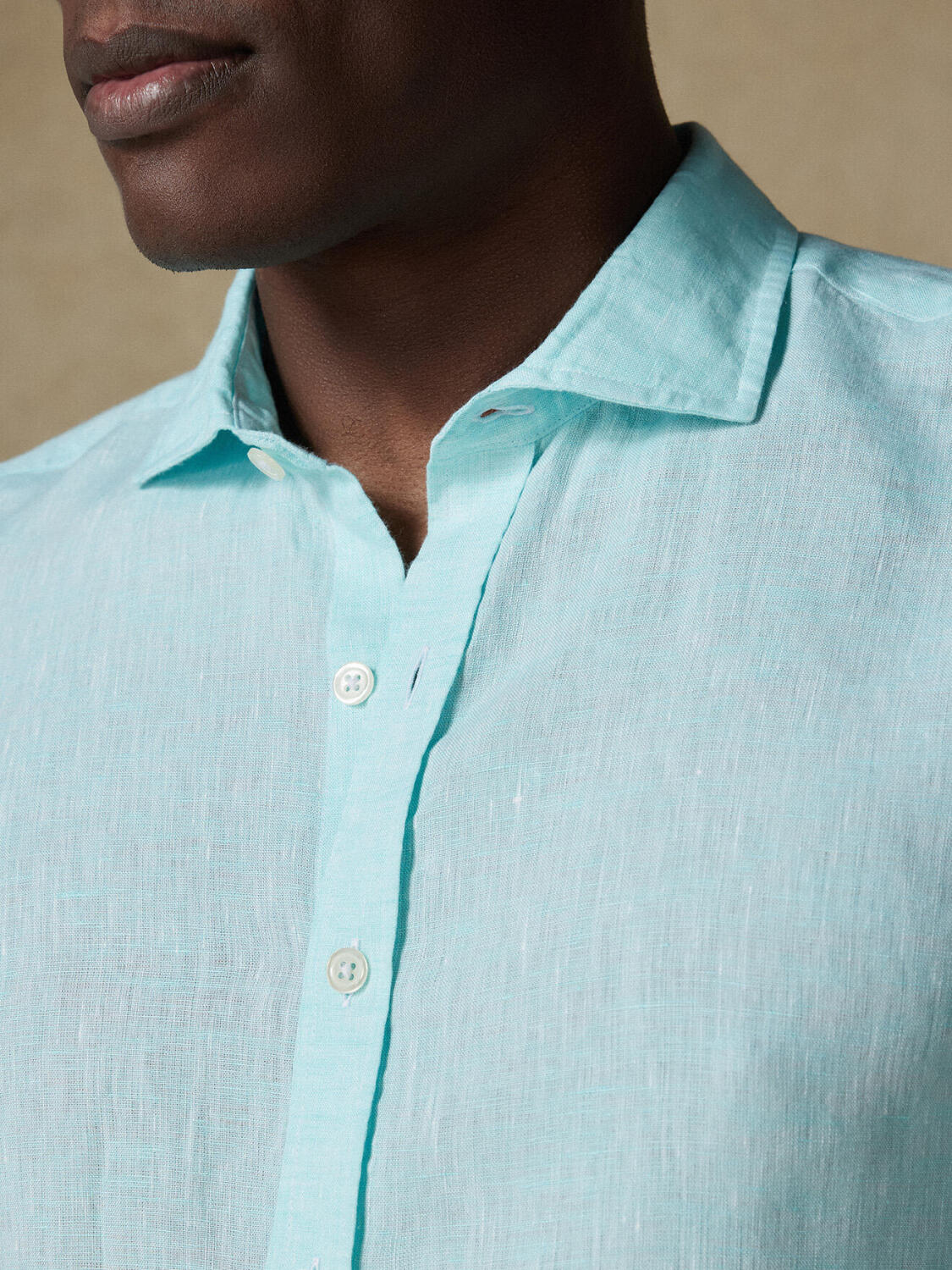 Olaf turquoise linen slim fit shirt