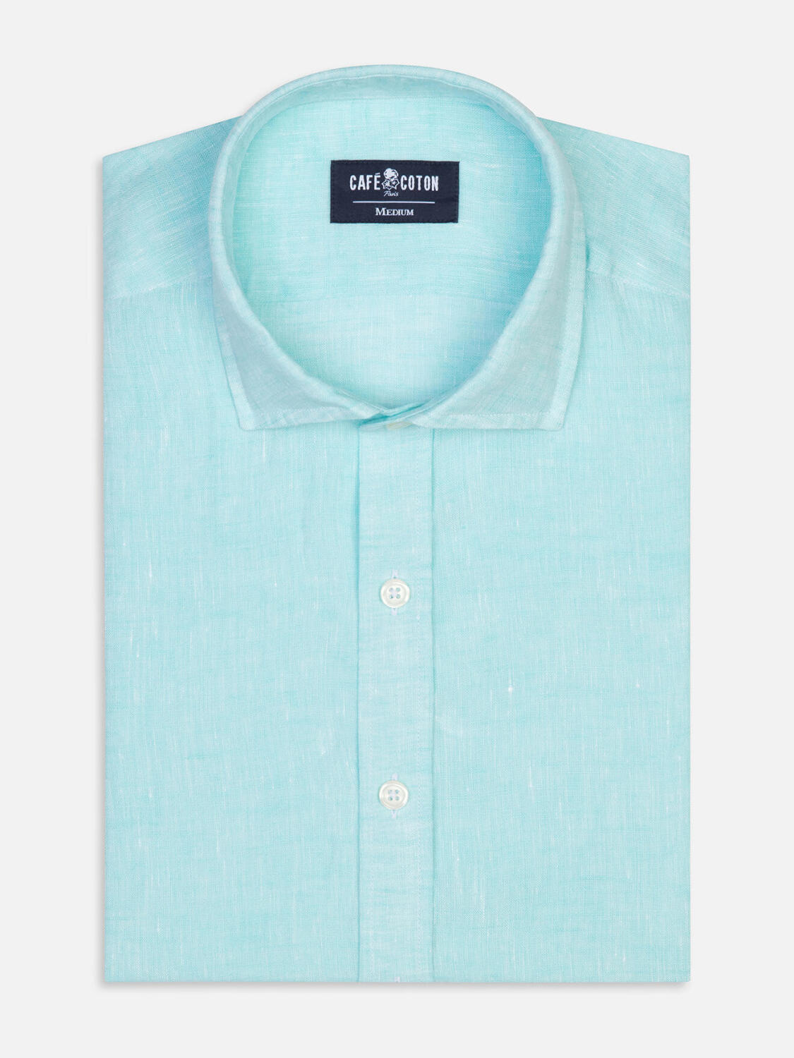 Olaf turquoise linen slim fit shirt