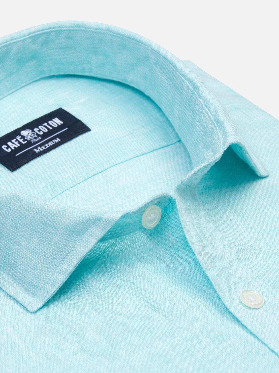Olaf turquoise linen slim fit shirt