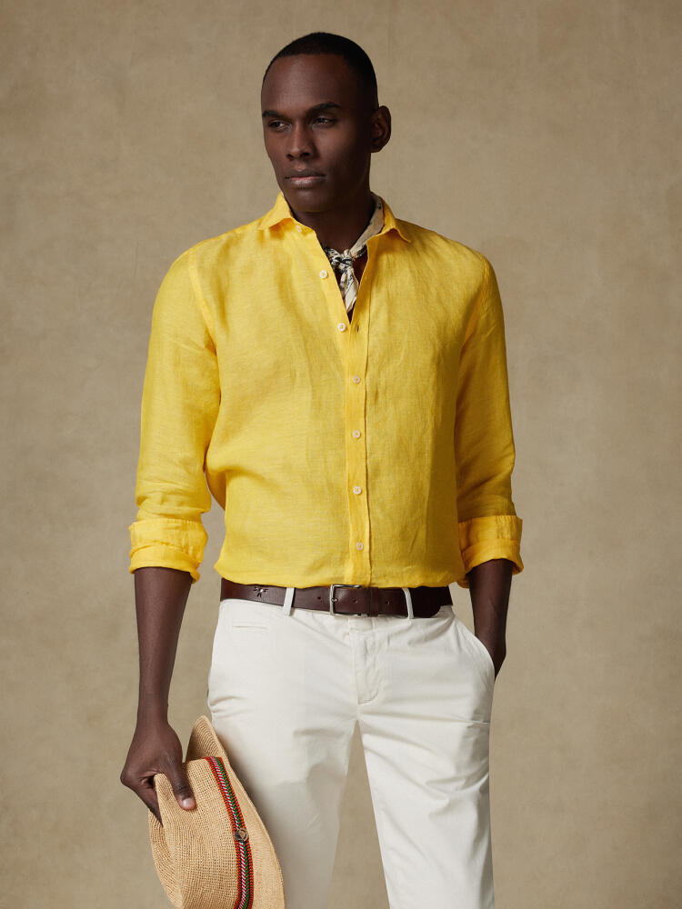 Camisa ajustada Olaf de lino en amarillo