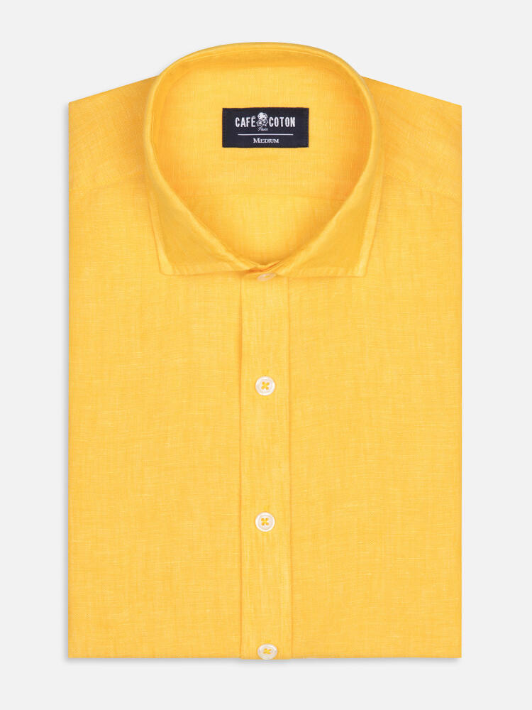 Camisa ajustada Olaf de lino en amarillo