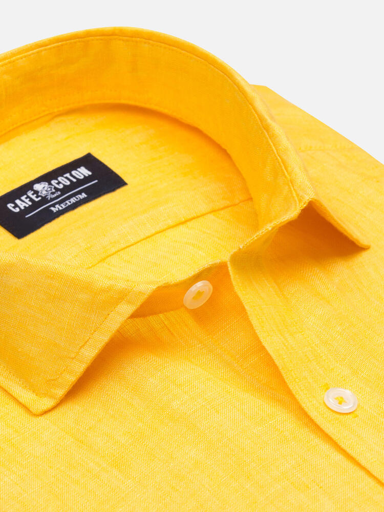 Camisa ajustada Olaf de lino en amarillo