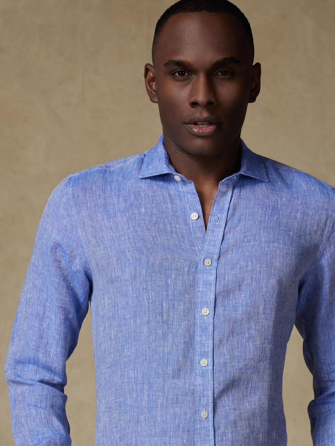 Olaf blue linen slim fit shirt