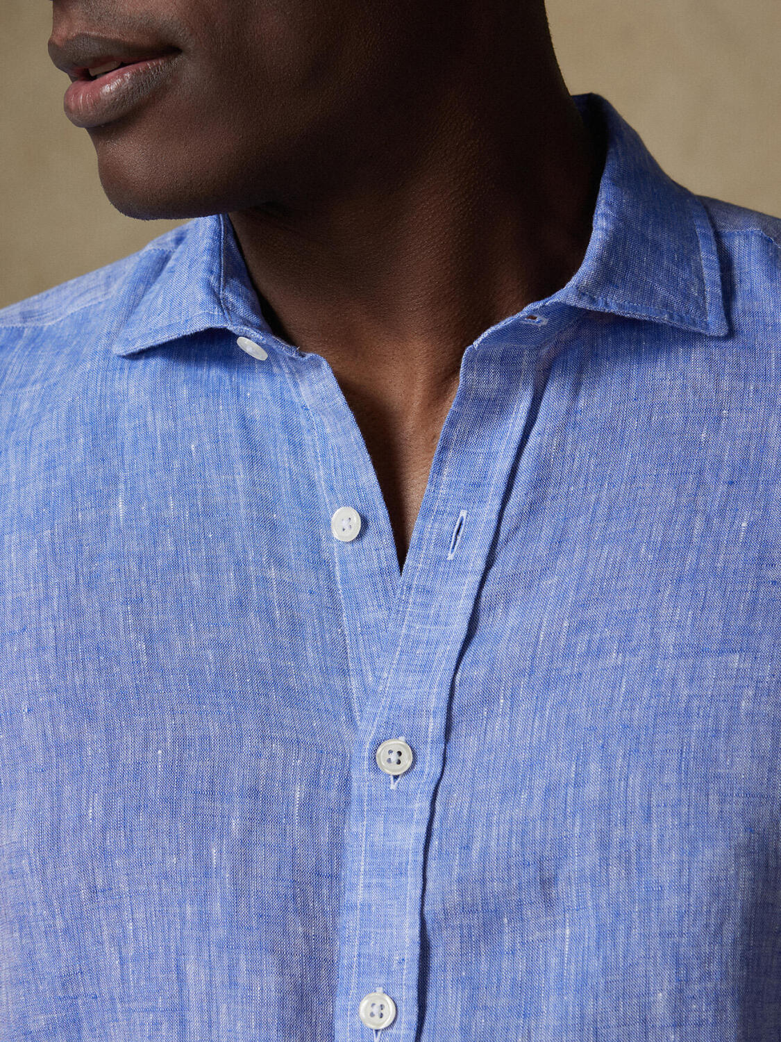Olaf blue linen slim fit shirt