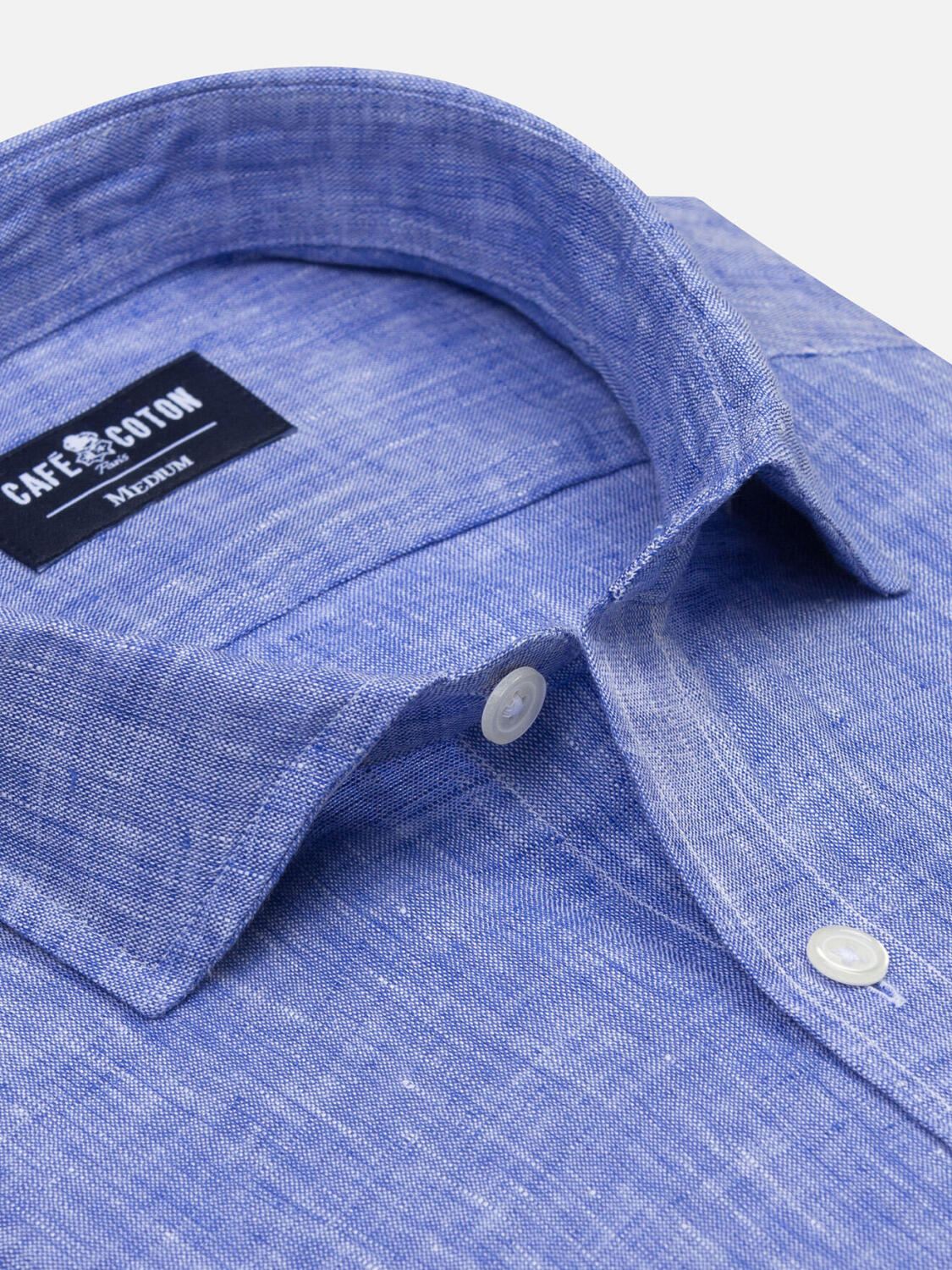 Olaf blue linen slim fit shirt