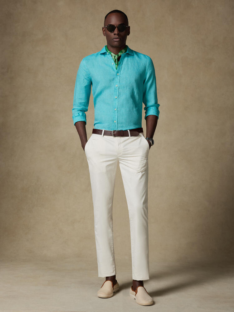 Olaf emerald linen slim fit shirt