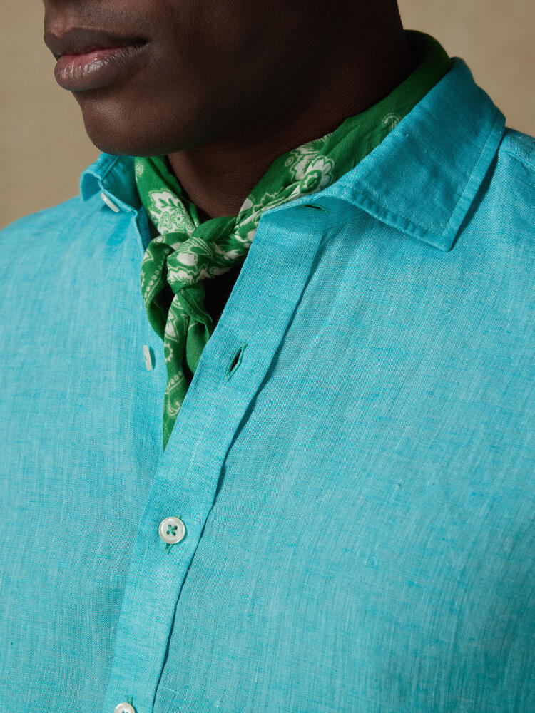 Olaf emerald linen slim fit shirt