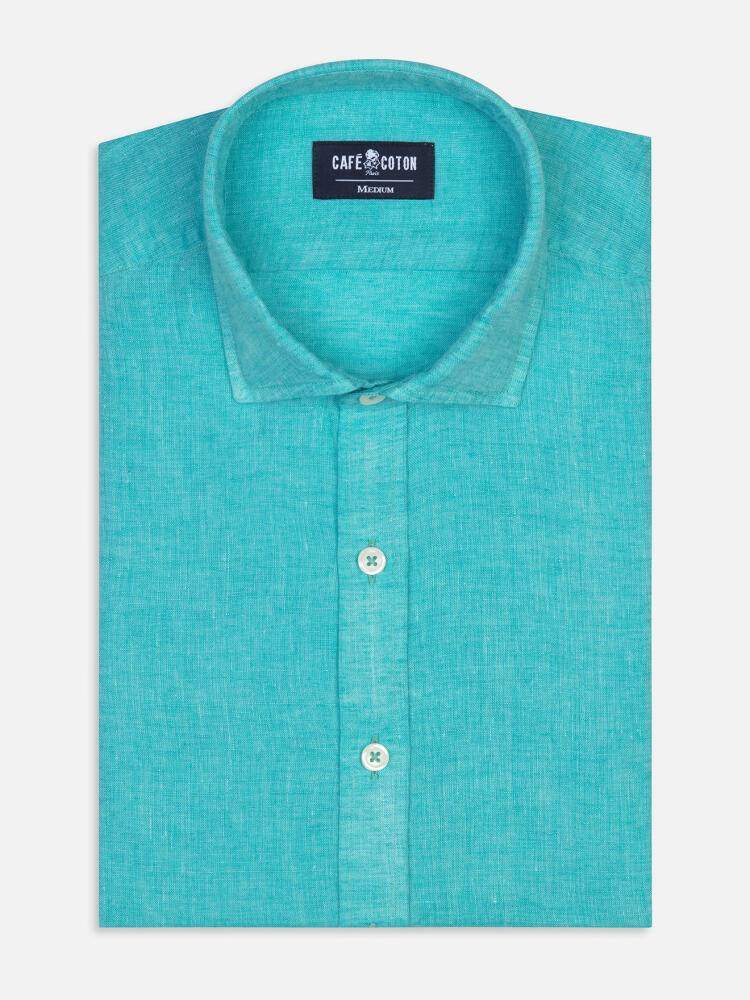 Olaf emerald linen slim fit shirt
