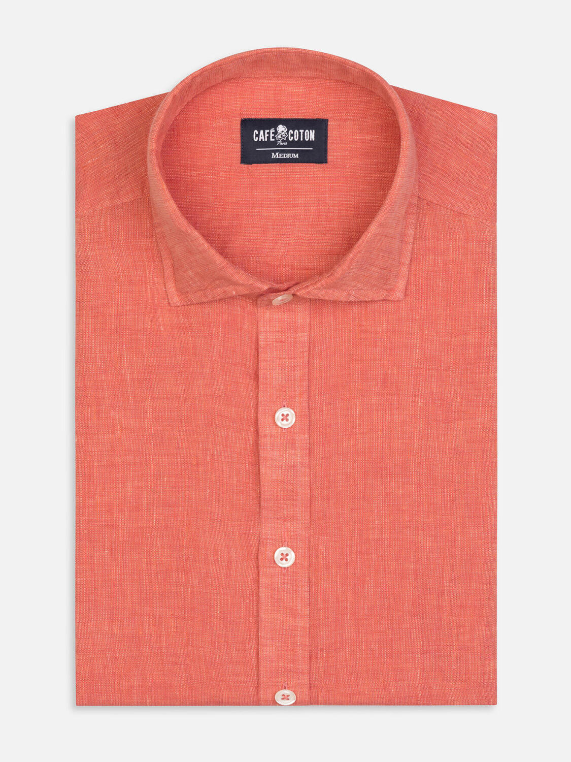 Olaf apricot linen slim fit shirt