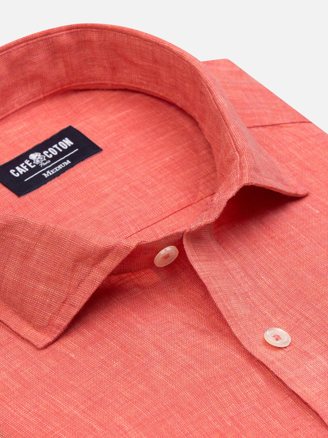 Olaf apricot linen slim fit shirt