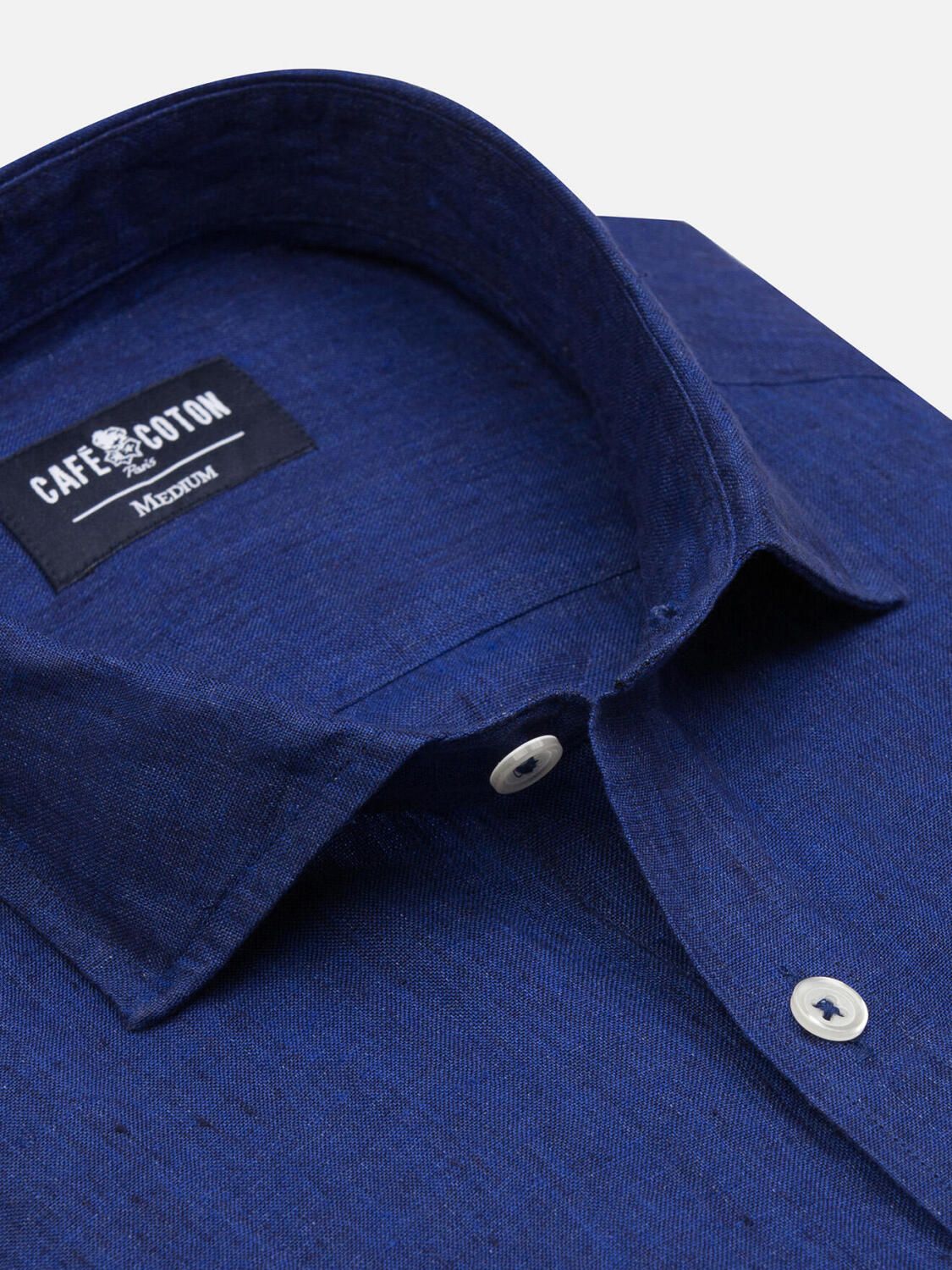 Chemise cintrée Olaf en lin indigo