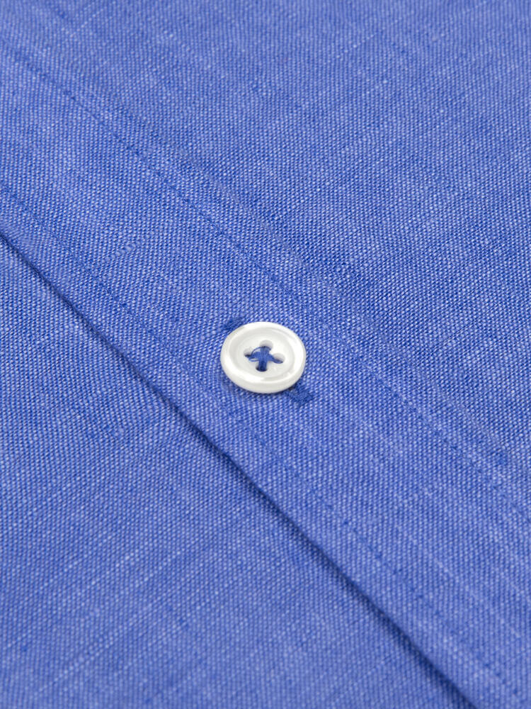 Camicia slim Olaf in lino blu cobalto