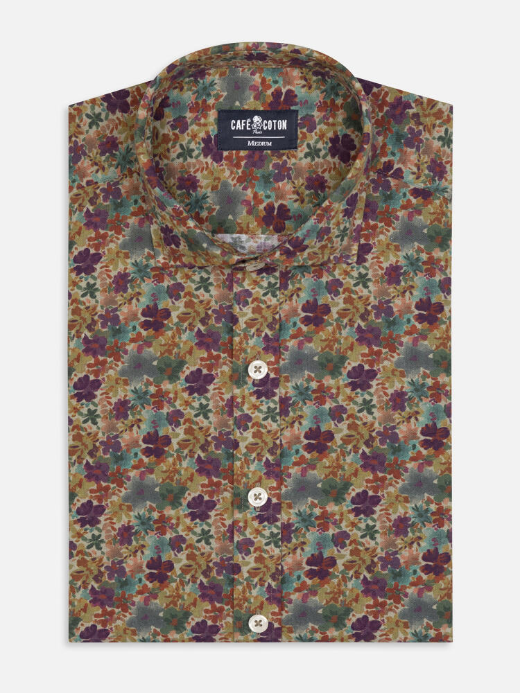 Chemise cintrée Stuart en lin à motif floral