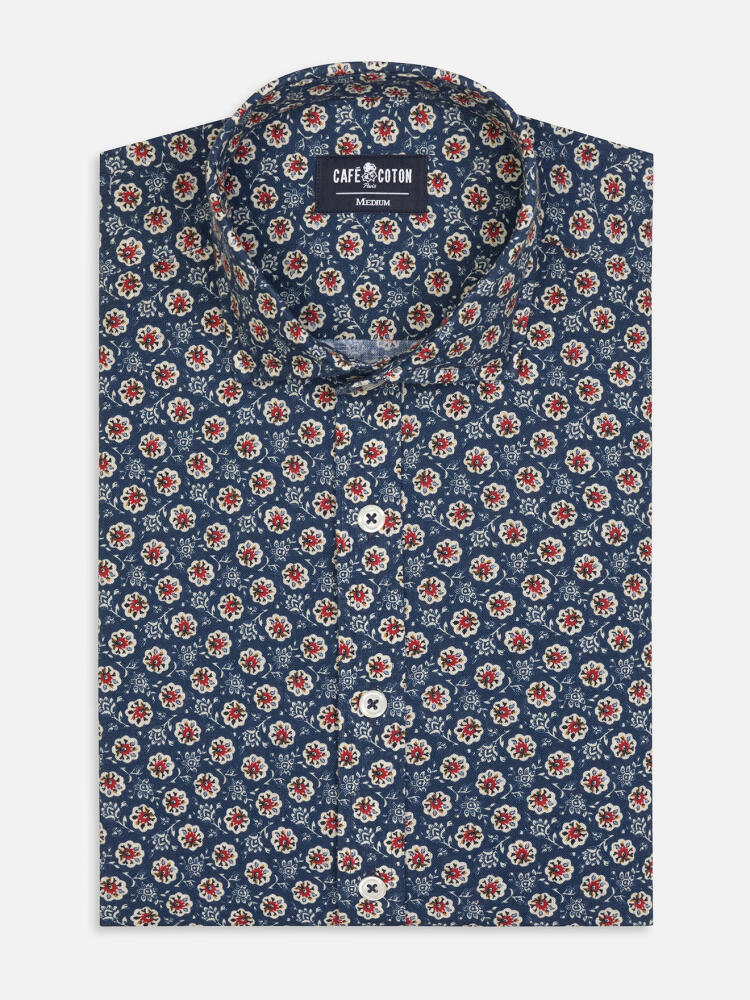 Chemise cintrée Sully en lin à motif floral