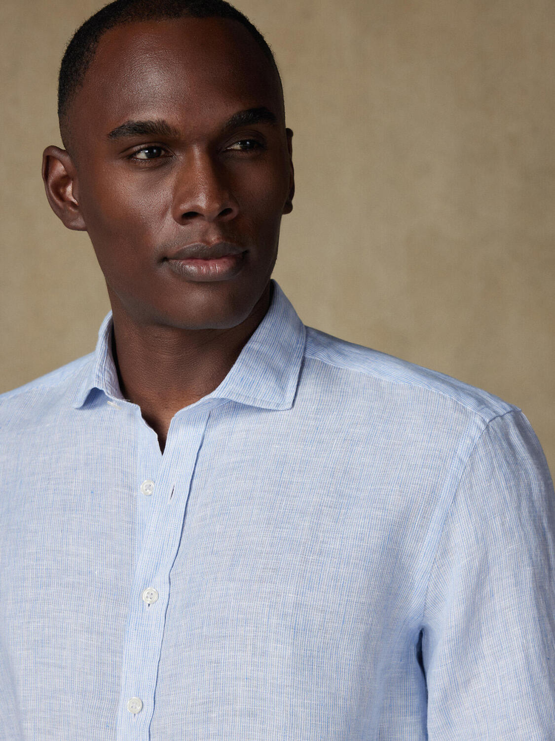 Ted Camicia slim fit slim fit di lino a righe azzurre