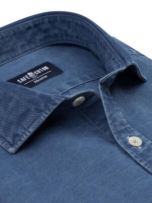 Chemise cintrée Tim en lin indigo