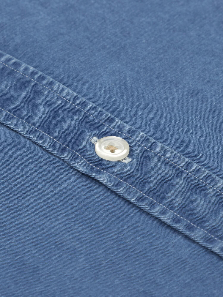 Camicia slim Tim in lino indaco