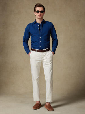 Chemise cintrée Tim en lin dark indigo