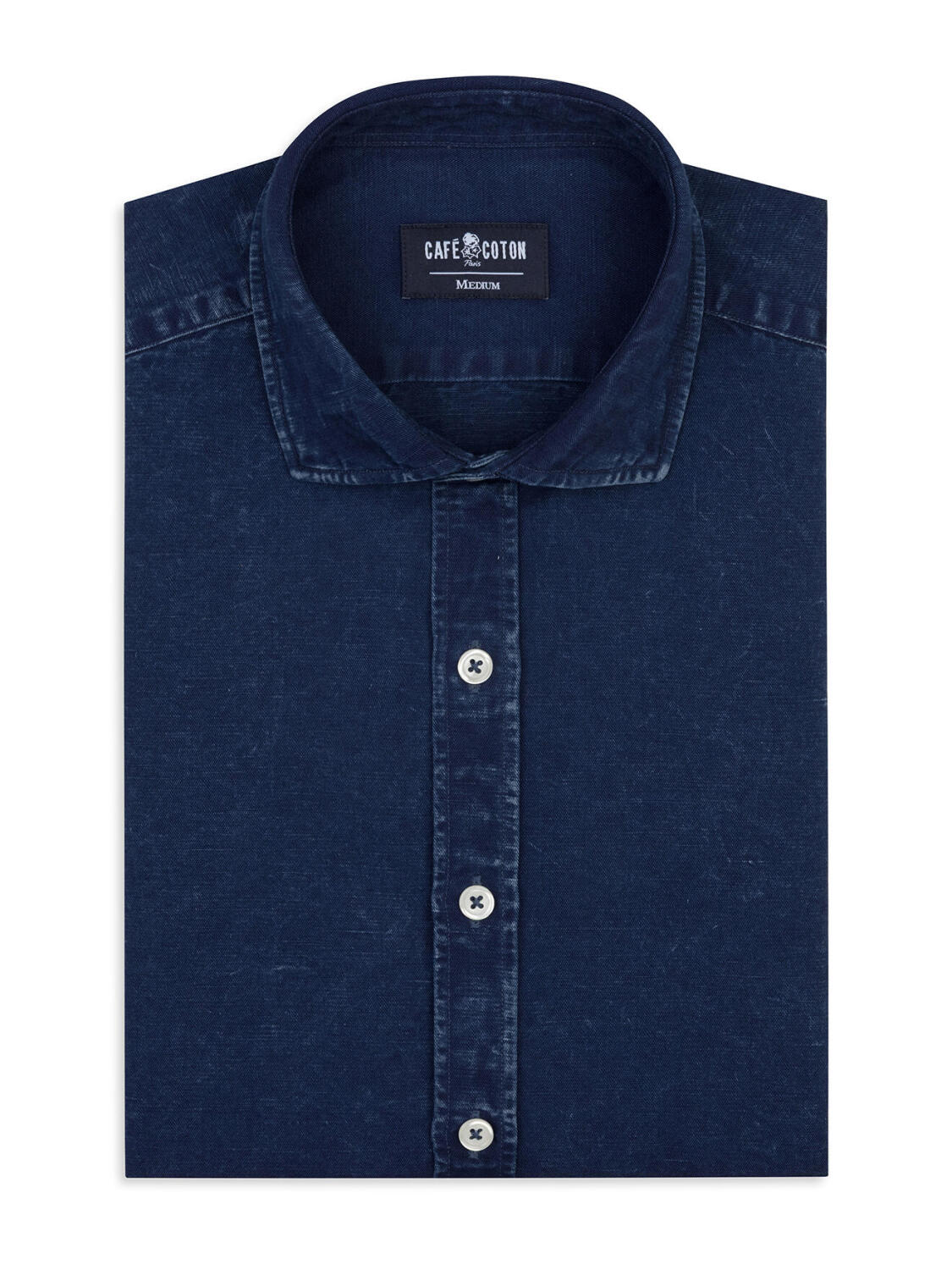 Tim linen slim fit shirt in dark indigo