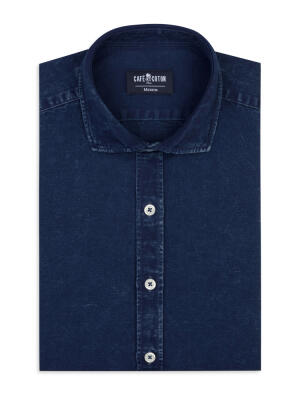 Chemise cintrée Tim en lin dark indigo