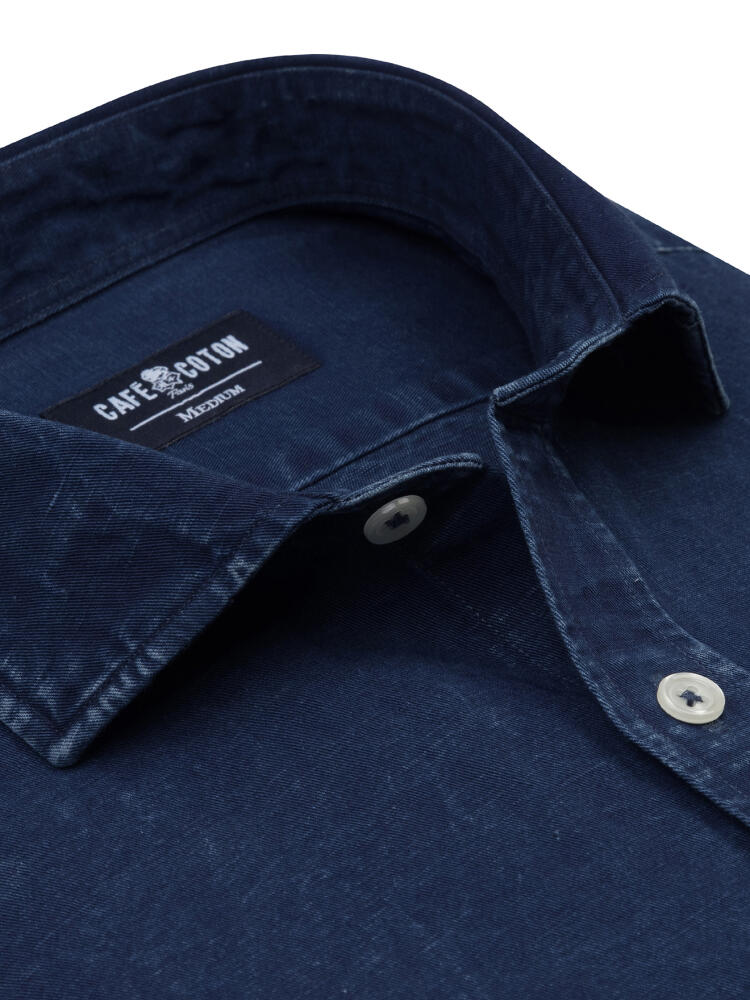 Chemise cintrée Tim en lin dark indigo