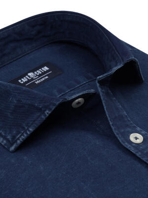 Chemise cintrée Tim en lin dark indigo