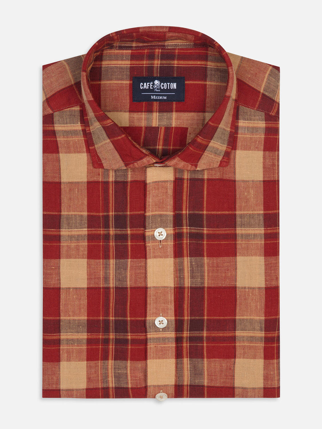 Camicia Spencer in lino con motivo tartan