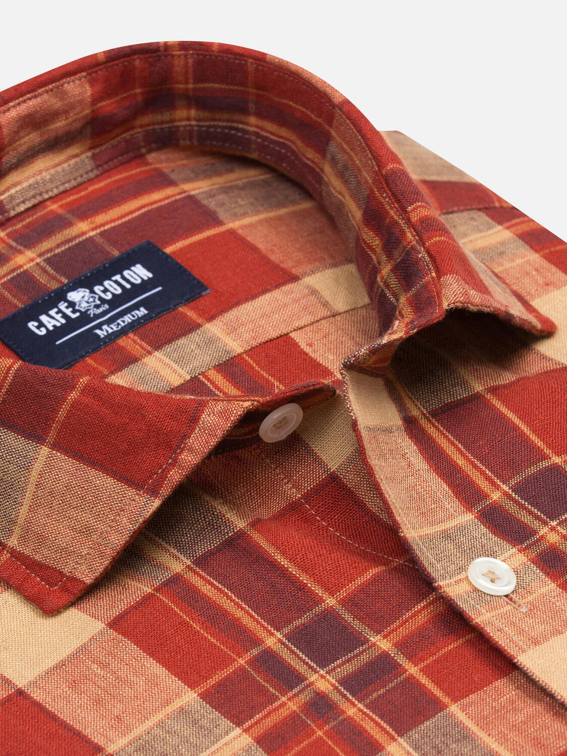 Camicia Spencer in lino con motivo tartan