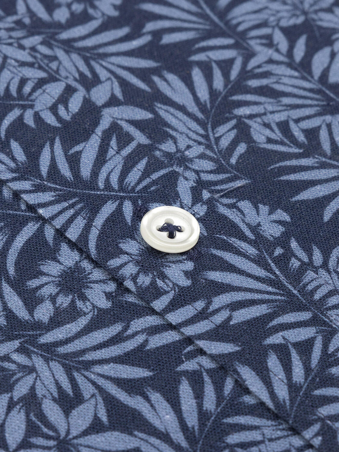 Camicia Spike in lino navy con stampa floreale