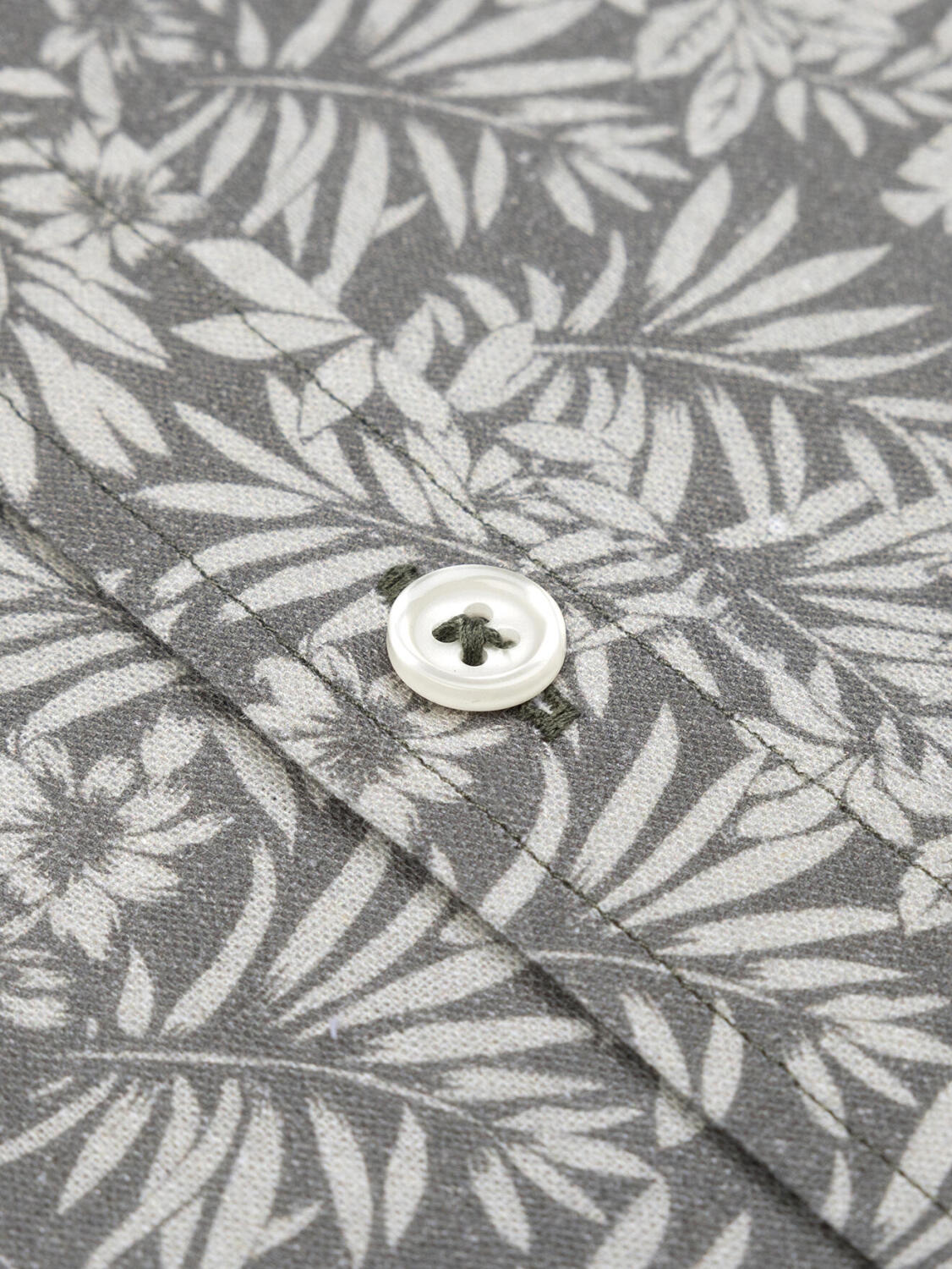 Camicia Spike in lino kaki con stampa floreale