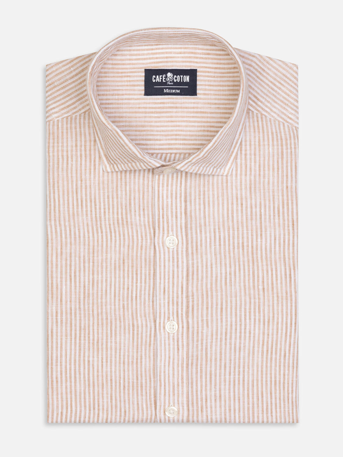 Thom camicia di lino a righesabbia