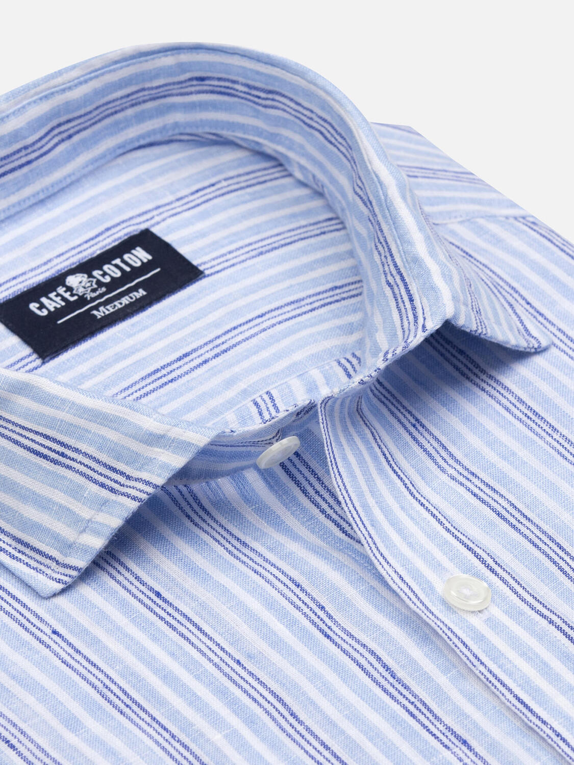 Thom hemels gestreept linnen hemd