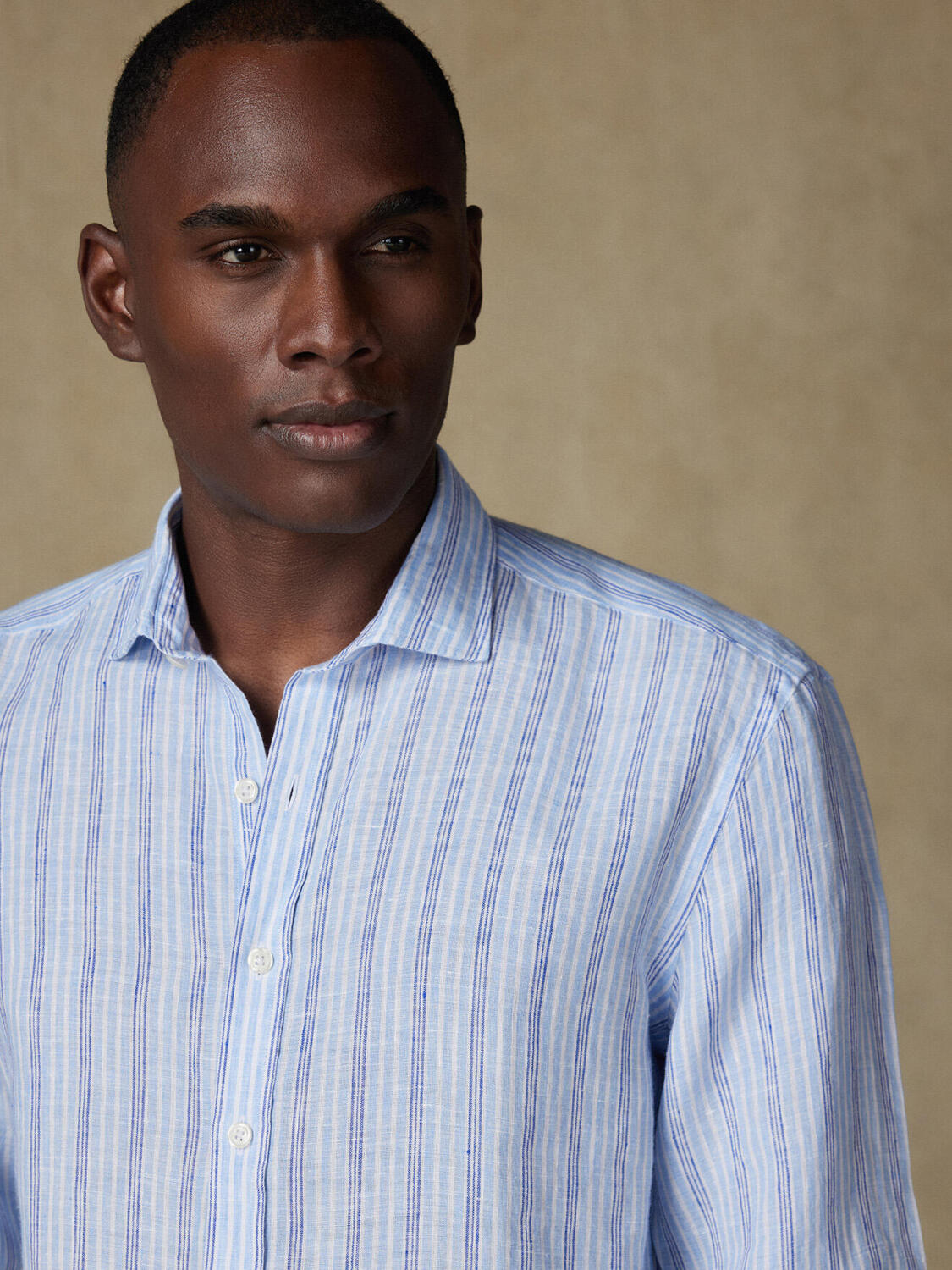 Thom hemels gestreept linnen hemd