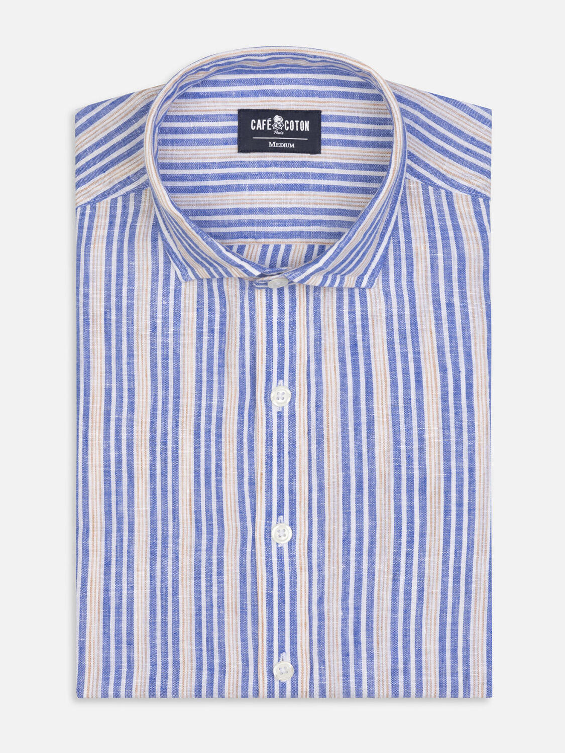 Thom camicia di lino a righe blu