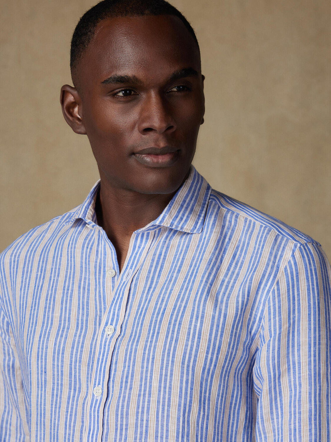 Thom camicia di lino a righe blu