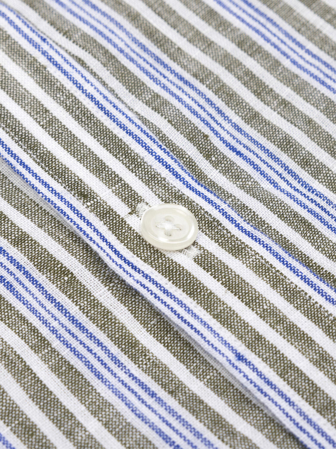 Thom camicia di lino a righe kaki