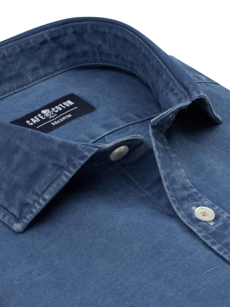 Chemise Tim en lin indigo