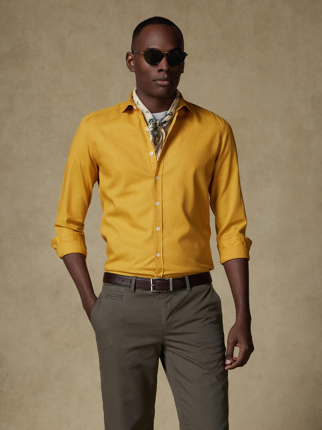 Chemise jaune en light coton