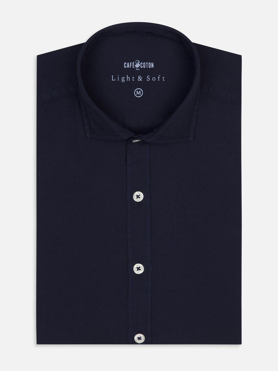 Camisa azul marino de algodón ligero