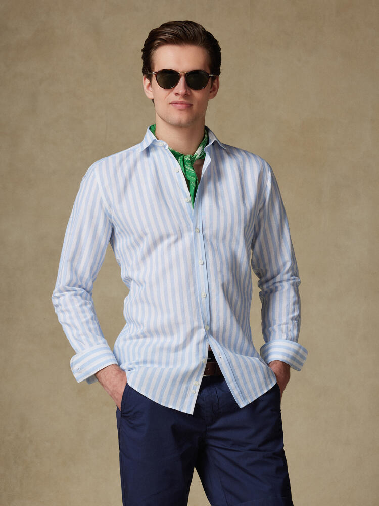 Tanner sky blue shirt in linen voile