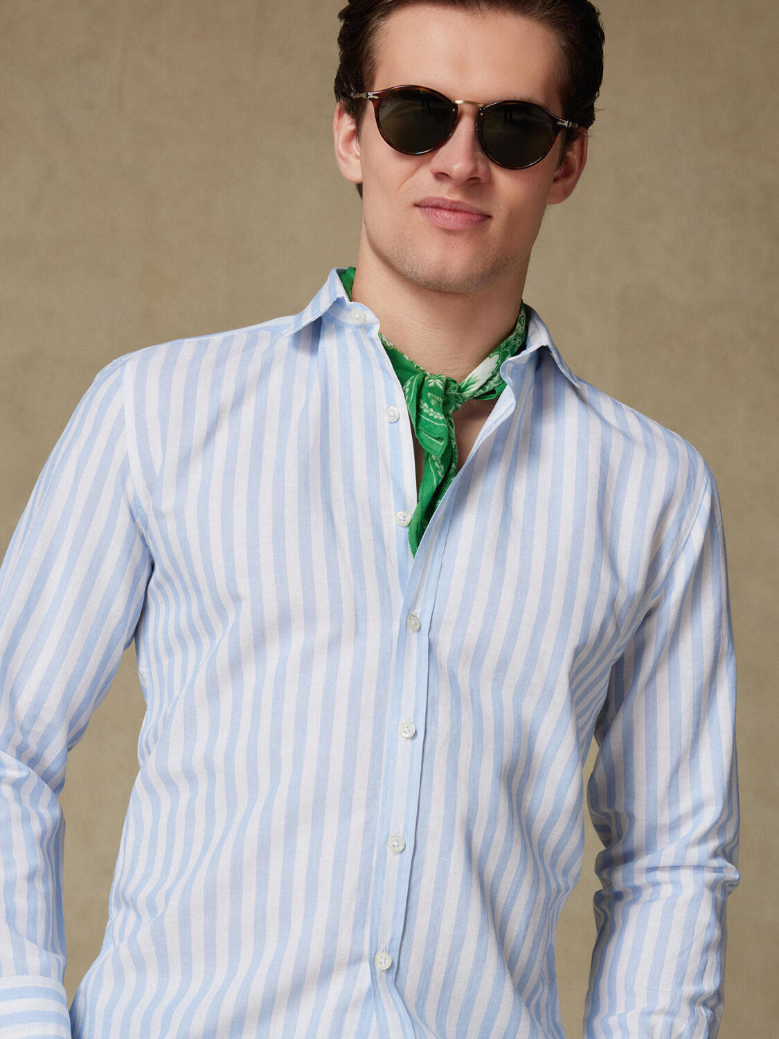 Camicia Tanner celeste in voile di lino