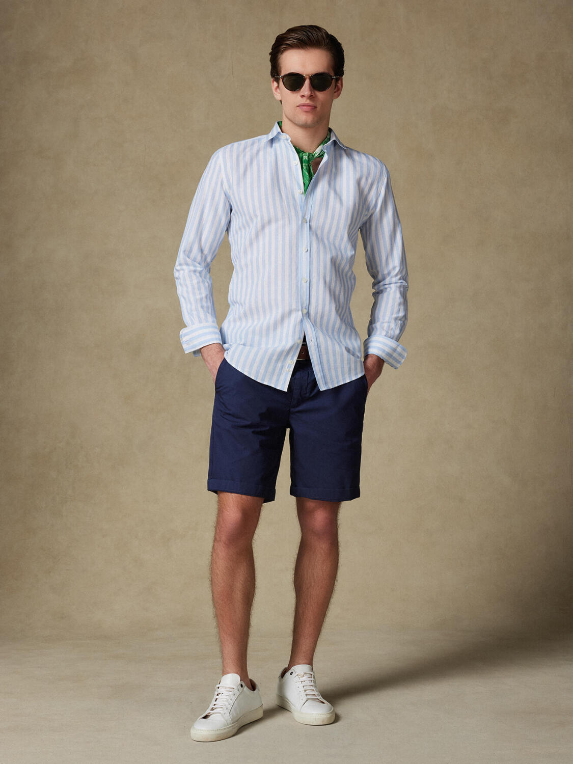 Camicia Tanner celeste in voile di lino