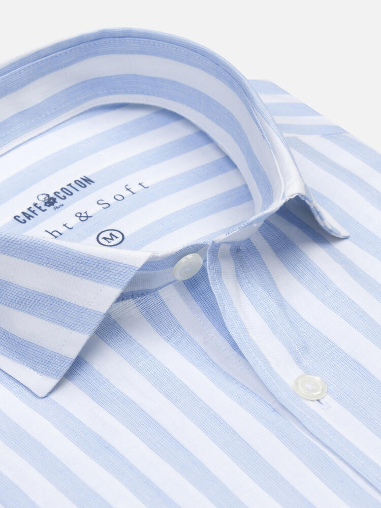 Tanner sky blue shirt in linen voile