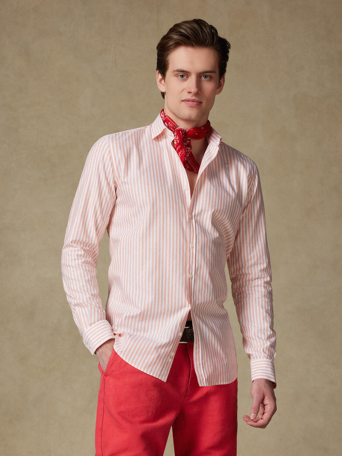 Camisa Taylor naranja de gasa de algodón