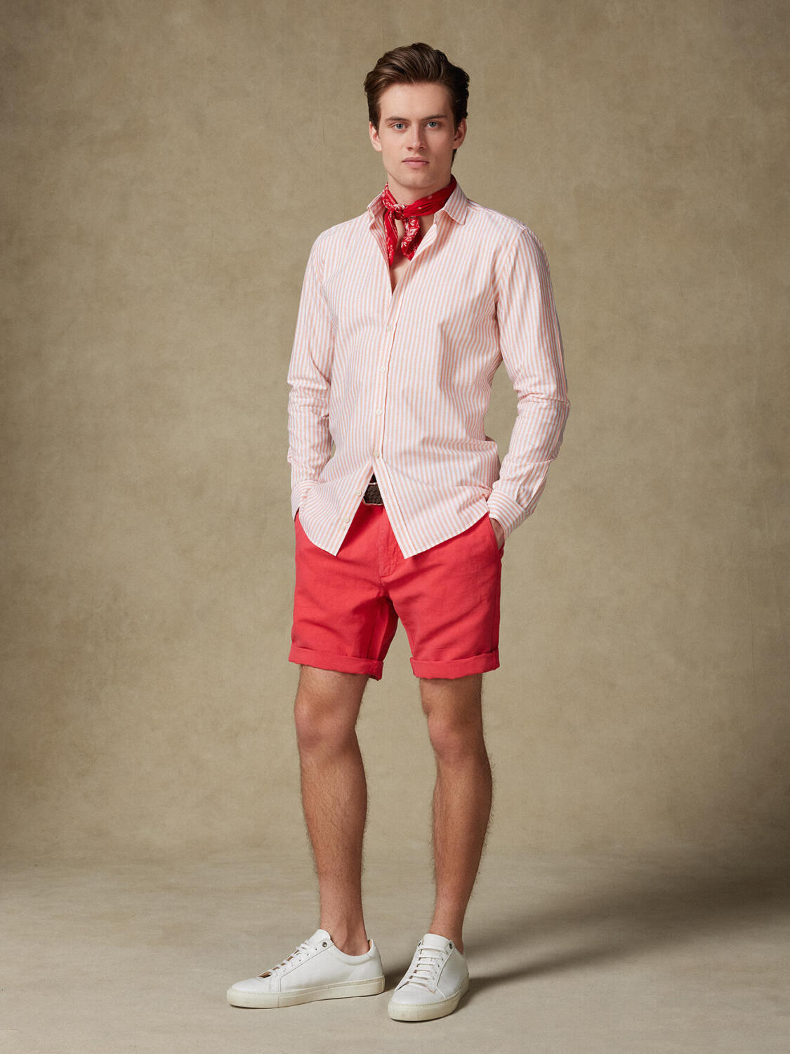 Camisa Taylor naranja de gasa de algodón