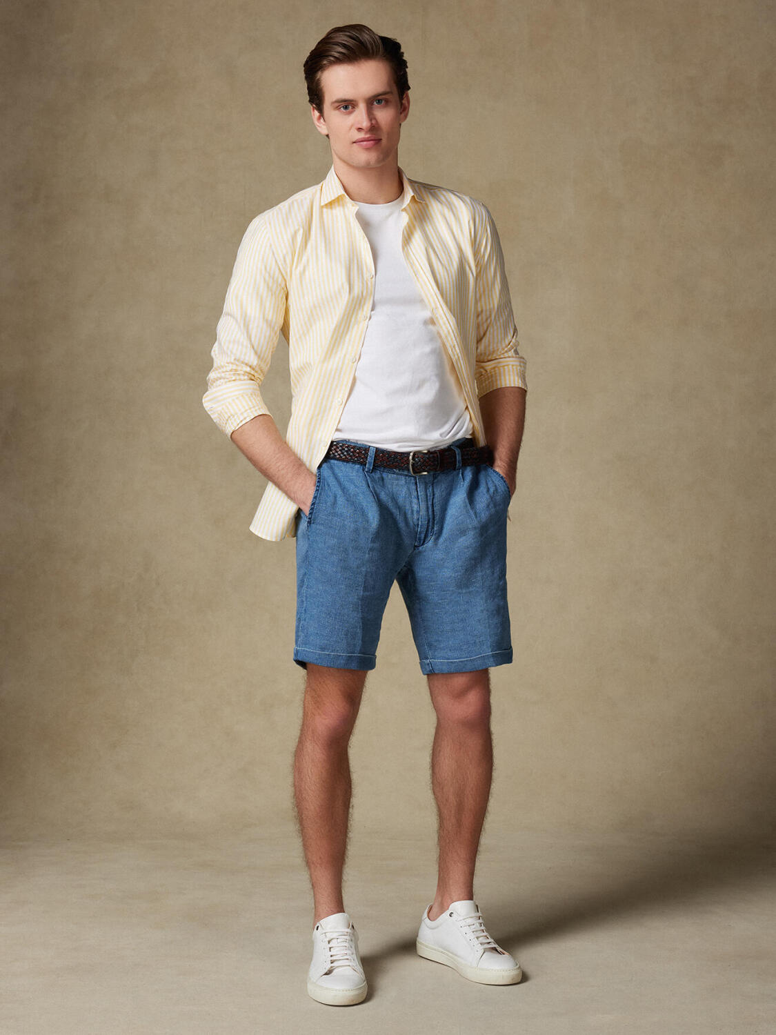 Camicia Taylor gialla in voile di cotone