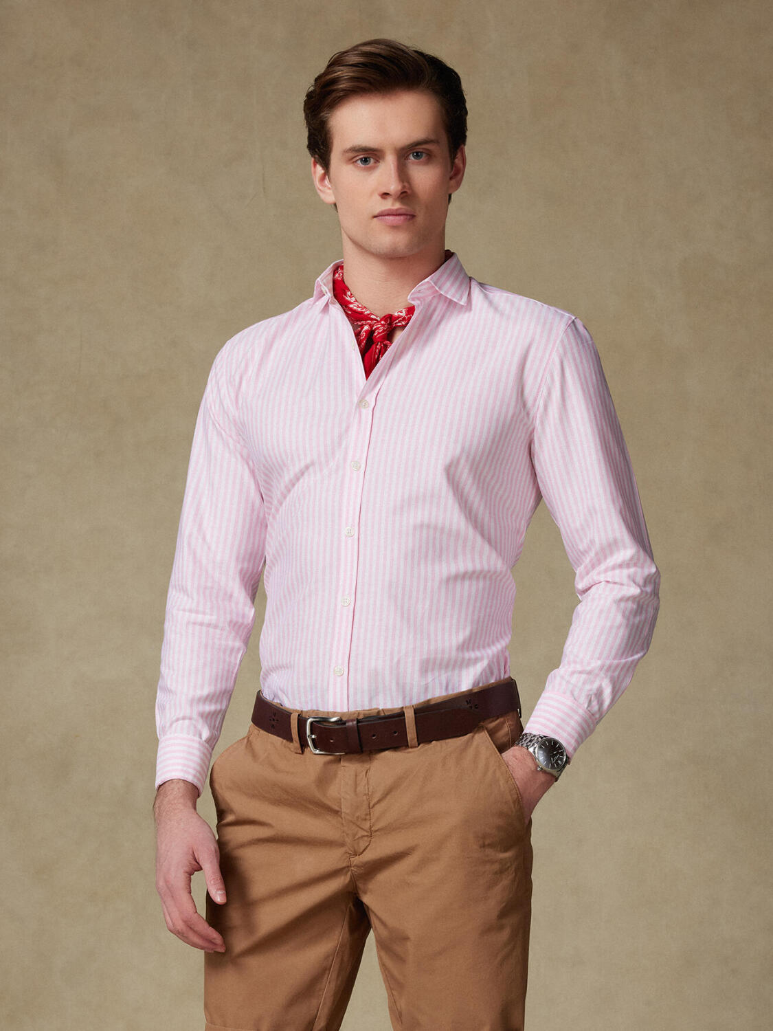 Camicia Taylor rosa in voile di cotone